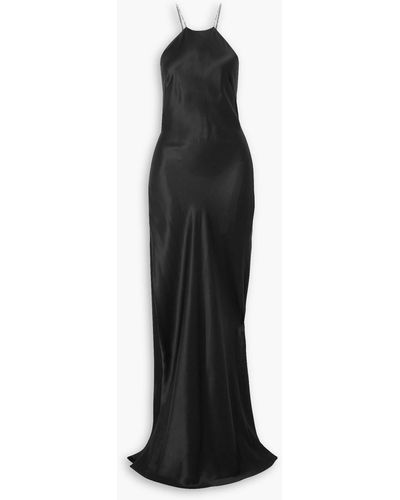 Michael Lo Sordo Charlie Crystal-embellished Silk-satin Gown - Black