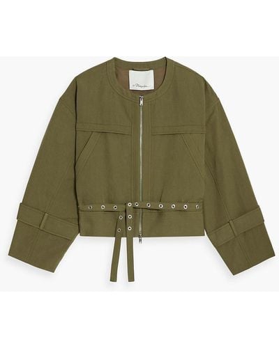 3.1 Phillip Lim Jacke aus einer baumwoll-leinenmischung mit gürtel - Grün