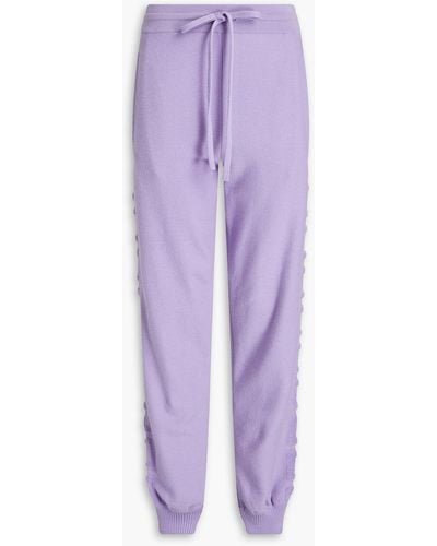 Versace Wool And Cashmere-blend Track Pants - Purple