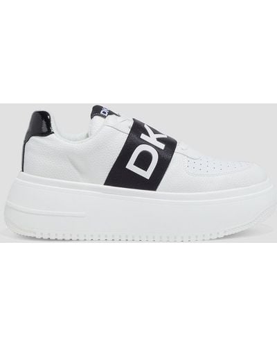 DKNY Madigan Faux Leather Platform Trainers - White