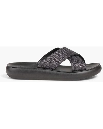 Ancient Greek Sandals Thais Raffia Slides - Black