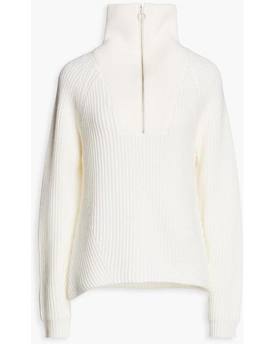 Joie Pullover aus gerippter wolle mit halblangem reißverschluss - Weiß