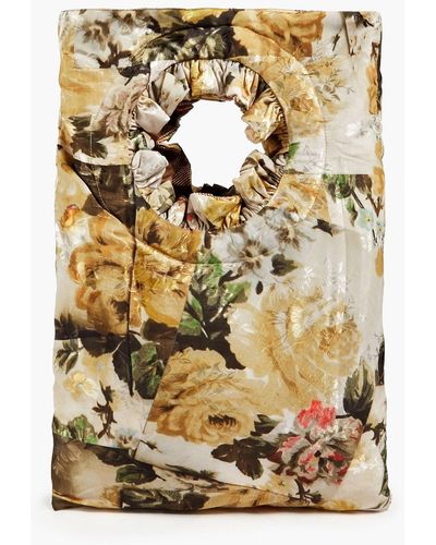 Preen By Thornton Bregazzi Lola Floral-print Satin-jacquard Tote - Metallic