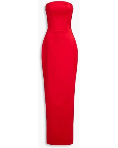 Rasario Strapless Twill Maxi Dress - Red