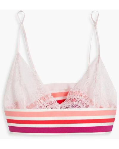 Hanky Panky Floral-print Stretch-lace Bralette - Pink