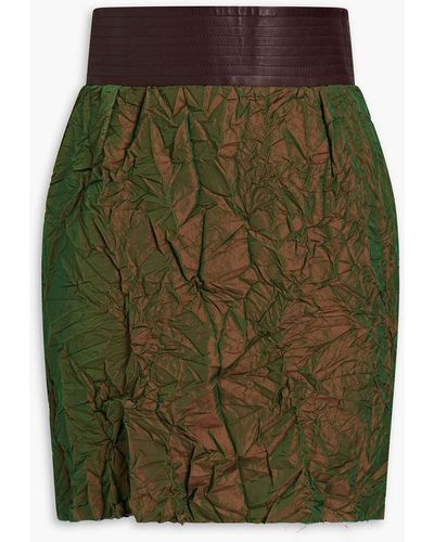 Officine Generale Kaia Leather-paneled Crinkled Twill Mini Skirt - Green