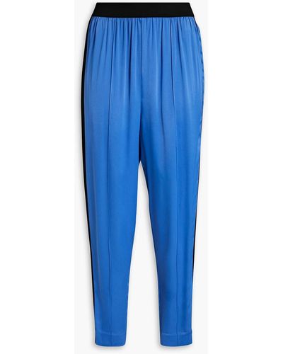 By Malene Birger Grosgrain-trimmed Cady Tapered Trousers - Blue