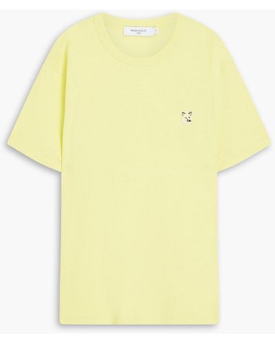 Maison Kitsuné T-shirt aus baumwoll-jersey mit stickereien - Gelb