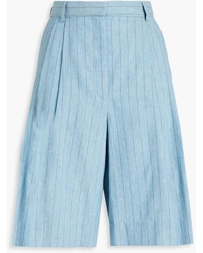Day Birger et Mikkelsen Gordon Pleated Pinstriped Linen-blend Twill Shorts - Blue