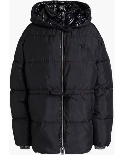 M Missoni Oversized Embroidered Quilted Shell Hooded Jacket - Black