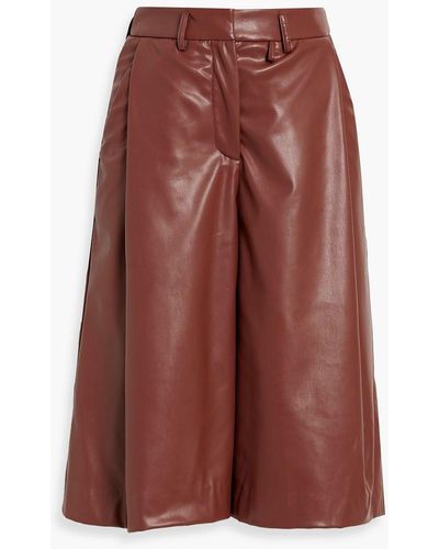Palmer//Harding Entwine Pleated Faux Leather Shorts - Red