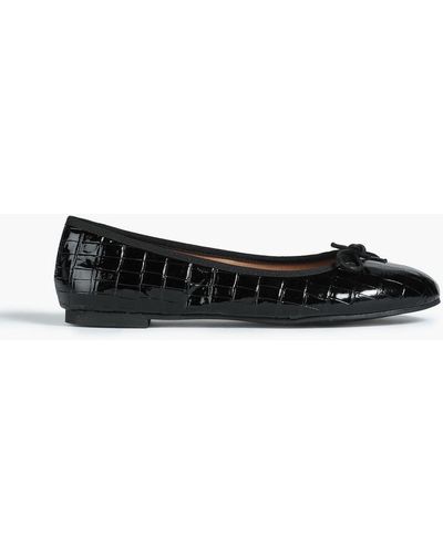 French Sole Amelia Croc-effect Patent-leather Ballet Flats - Black