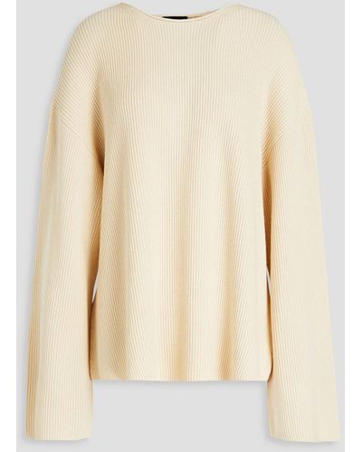 Theory Ribbed Cotton And Cashmere-blend Jumper - Natural