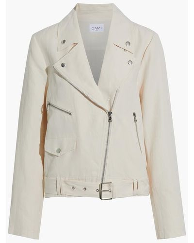 Cami NYC Drey Silk And Linen-blend Twill Biker Jacket - Natural