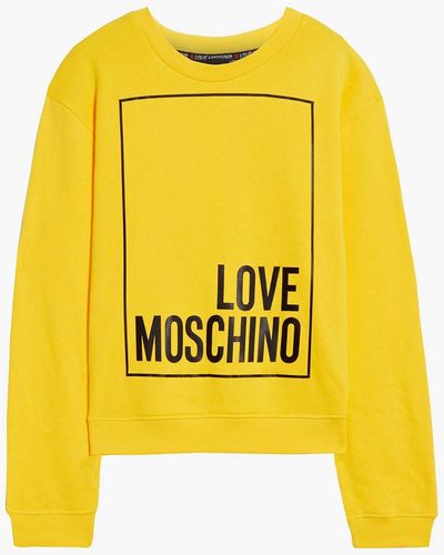 Love Moschino Printed French Cotton-terry Sweatshirt - Yellow