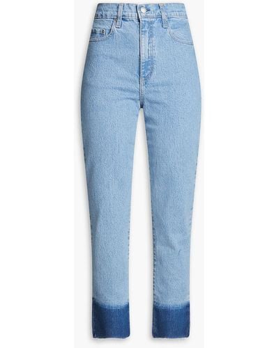 Nobody Denim Frankie Cropped Two-tone High-rise Slim-leg Jeans - Blue