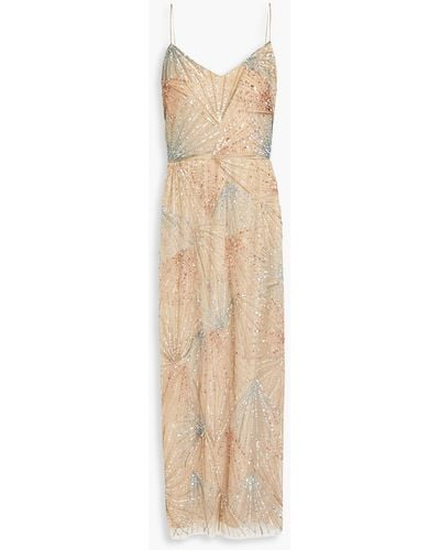 THEIA Embellished Tulle Gown - Natural