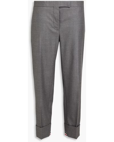 Thom Browne Cropped Wool-twill Straight-leg Pants - Gray