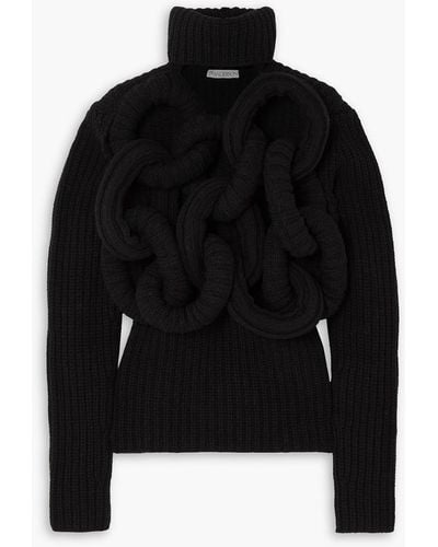 JW Anderson Tubular Cutout Merino Wool Turtleneck Jumper - Black