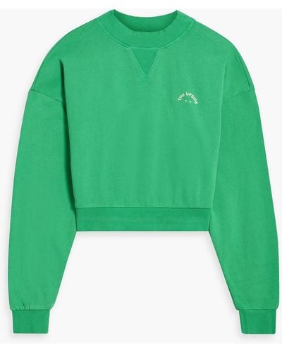 The Upside Sundance Dominique Embroidered French Cotton-terry Sweatshirt - Green