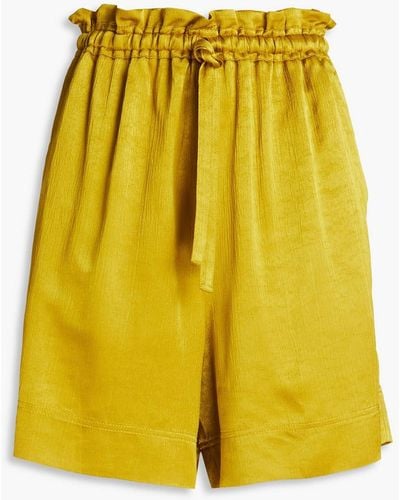 By Malene Birger Crinkled Satin-crepe Shorts - Yellow