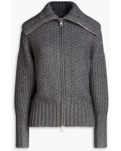 Autumn Cashmere Knitted Zip-up Sweater - Grey