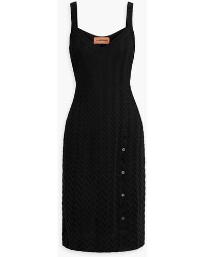 Missoni Button-detailed Crochet-knit Cotton-blend Dress - Black
