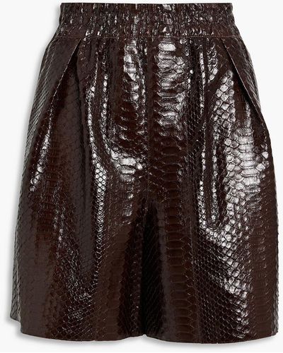 Brunello Cucinelli Snake-effect Leather Shorts - Brown
