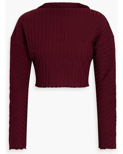 Simon Miller Zippie Cropped Ribbed Jersey Top - Red