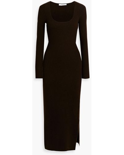 FRAME Ribbed Cashmere-blend Midi Dress - Black