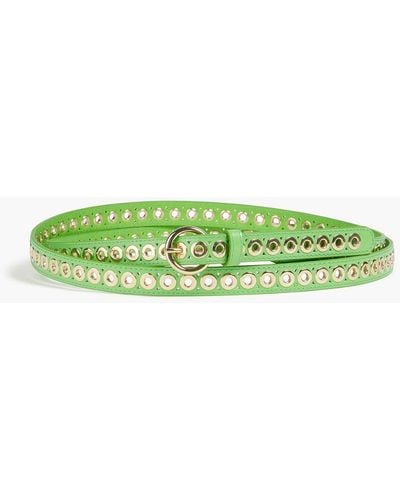 Sandro Eyelet-embellished Leather Belt - Green