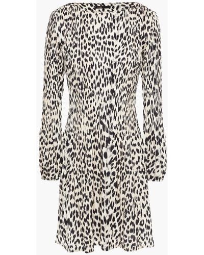 Maje Rockine Pleated Leopard-print Satin Mini Dress - Black