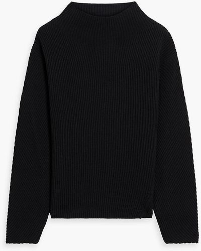 Luisa Cerano Ribbed Wool-blend Turtleneck Sweater - Black