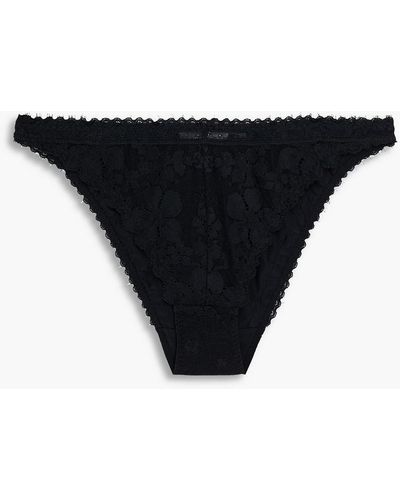 Stella McCartney Lace And Stretch-jersey Mid-rise Briefs - Black