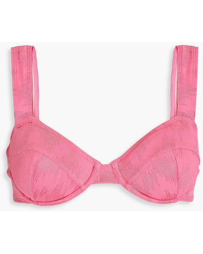 Solid & Striped Stretch-jacquard Underwired Bikini Top - Pink