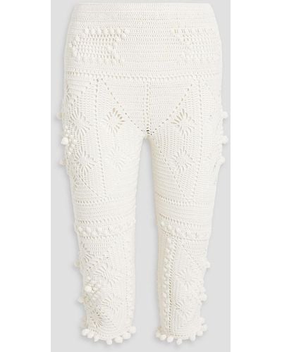 Zimmermann Cropped Crocheted Cotton Shorts - White