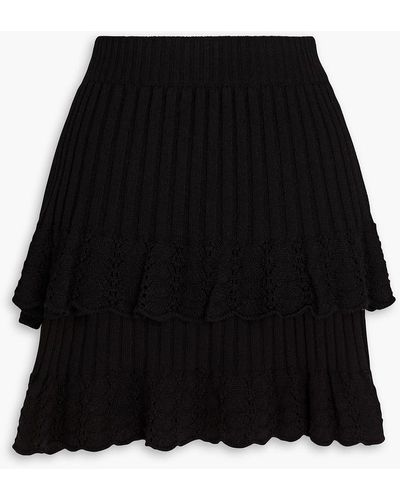 Hayley Menzies Virginia Layered Ribbed-knit Mini Skirt - Black