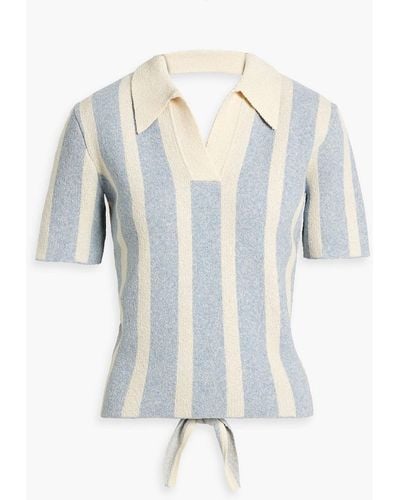 Jacquemus Bagnu Cutout Striped Cotton-blend Terry Polo Shirt - White