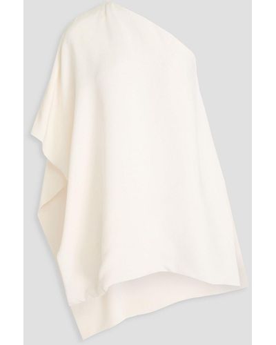 Emilio Pucci One-shoulder Cape-effect Silk Top - White