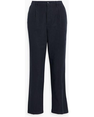 Alex Mill Boy Pleated Cotton And Linen-blend Straight-leg Trousers - Blue