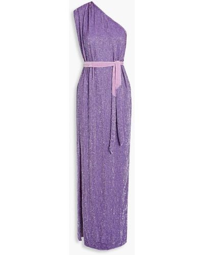 retroféte Vivien One-shoulder Sequined Chiffon Maxi Dress - Purple