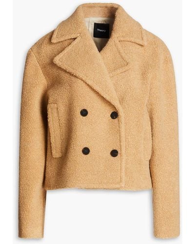 Theory Double-breasted Wool-blend Bouclé Coat - Natural