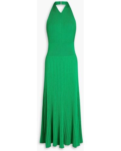 A.L.C. Delilah Ribbed-knit Halterneck Midi Dress - Green