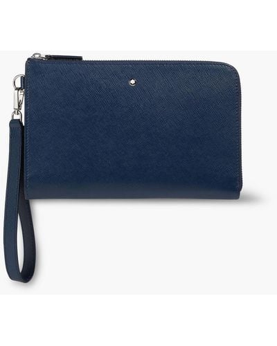 Montblanc Sartorial Textured-leather Pouch - Blue