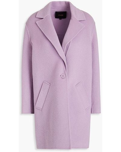 Maje Brushed Wool-blend Felt Coat - Purple