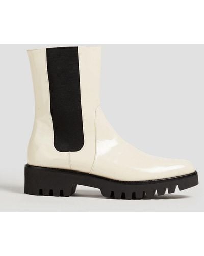Theory Patent-leather Chelsea Boots - White