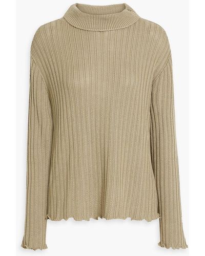Maison Margiela Ribbed Wool-blend Turtleneck Sweater - Natural