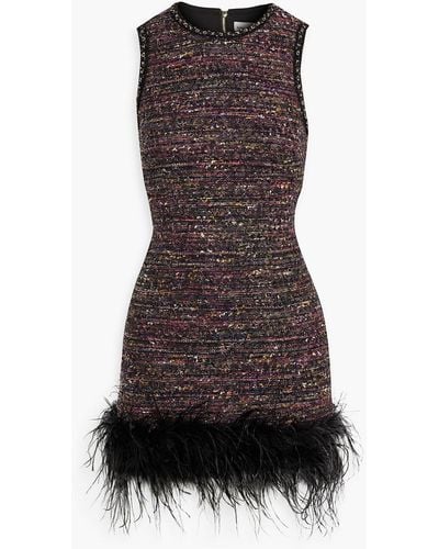 Rebecca Vallance Monet Embellished Tweed Mini Dress - Brown