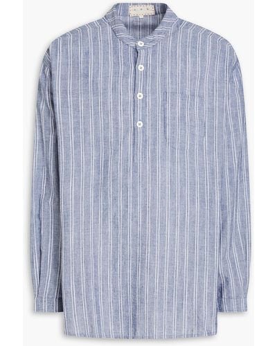 SMR Days Striped silk-jacquard shirt - Blau