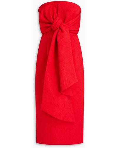 Rebecca Vallance Andie Strapless Bow-embellished Cloqué Midi Dress - Red